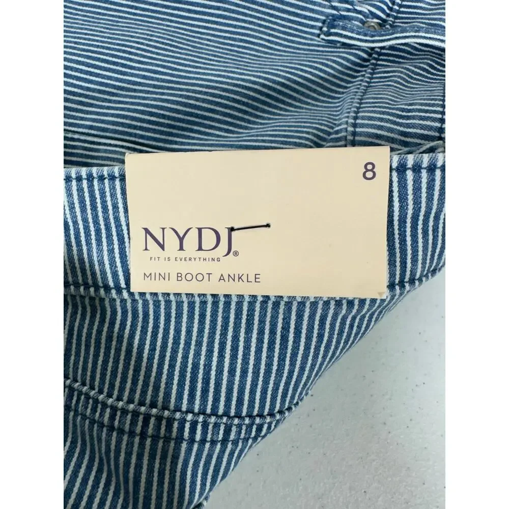NYDJ Billie Mini Bootcut Ankle‎ Jeans Size 8 (32x27) High Rise Denim Blue Stripe